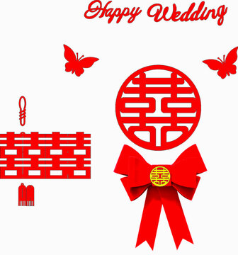 中式婚禮喜慶元素集合立體方吊喜房門套裝