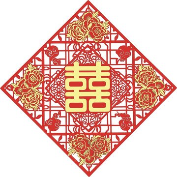 中式傳統(tǒng)雙喜圖案