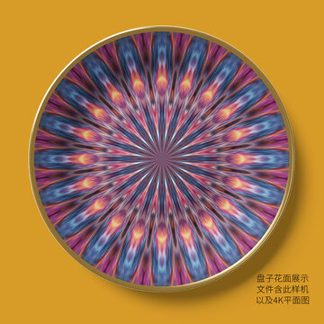 炫彩花紋圓形盤子圖案展示