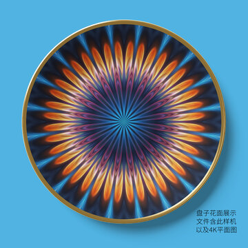 炫彩花紋圓形盤子圖案