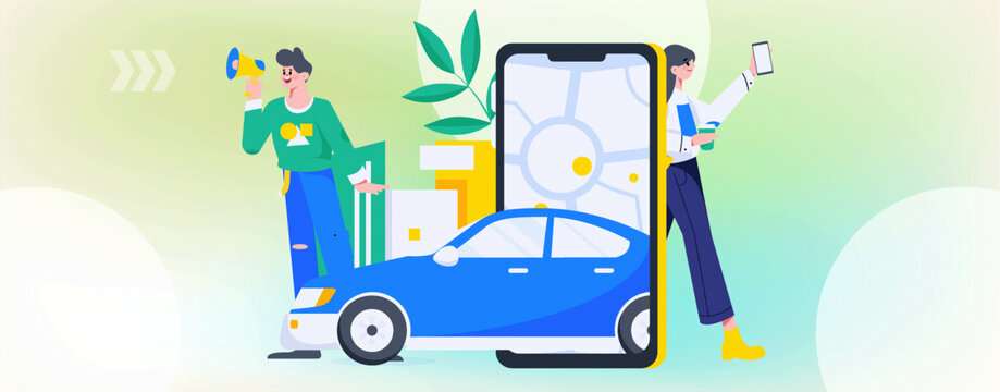 打車出行矢量插畫