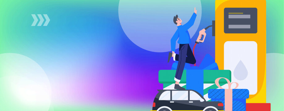汽車加油矢量插畫