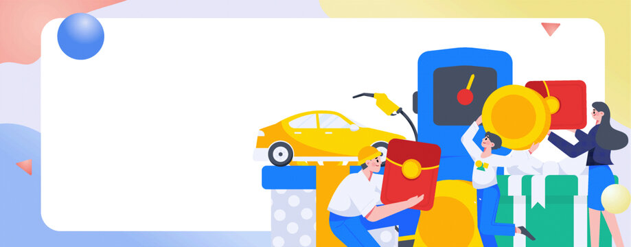 汽車加油矢量插畫
