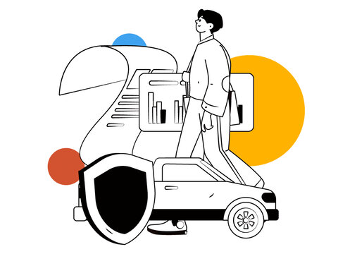汽車保險(xiǎn)矢量插畫