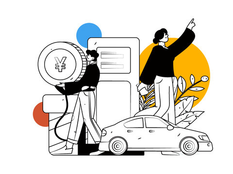 汽車加油矢量插畫
