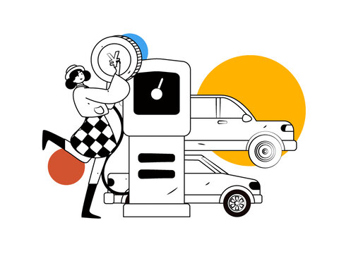 汽車加油矢量插畫