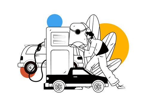 汽車(chē)加油矢量插畫(huà)