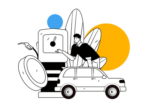 汽車加油矢量插畫