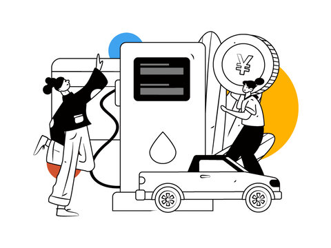 汽車加油矢量插畫(huà)