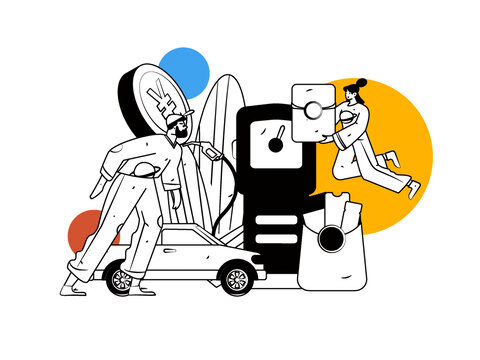 汽車加油矢量插畫