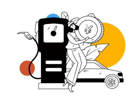 汽車加油矢量插畫