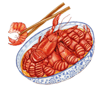 小龍蝦插畫元素