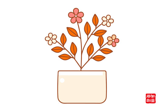 簡(jiǎn)約風(fēng)盆栽花卉水仙花插畫