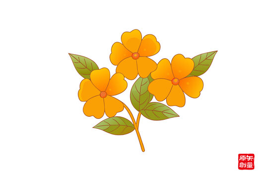 手繪黃色花卉插畫水仙花