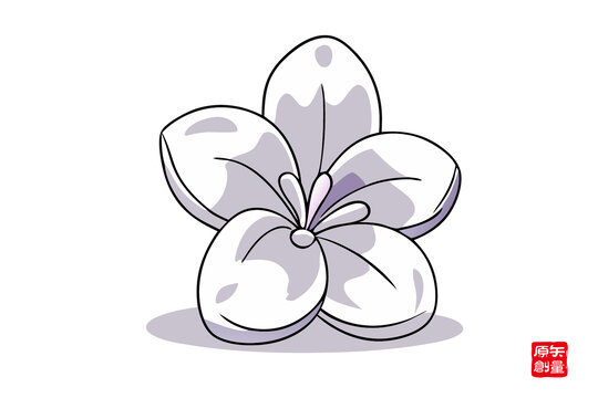 簡約手繪風五瓣花朵圖案桂花
