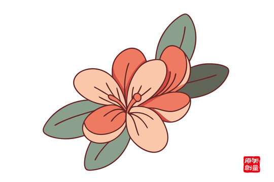 手繪簡約風花卉插畫桂花