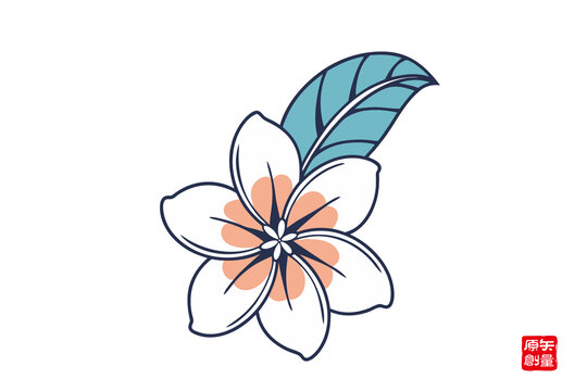 簡約手繪桂花插畫圖案