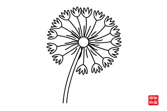 簡(jiǎn)約線條風(fēng)蒲公英圖案