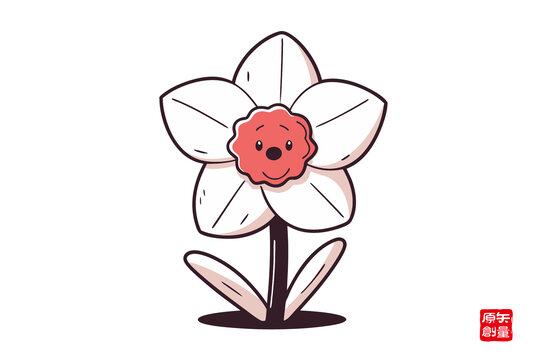 可愛卡通水仙花插畫