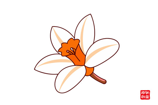 手繪簡約風格水仙花插畫