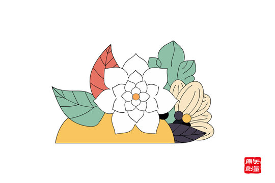 多彩花卉簡約矢量茉莉花插畫