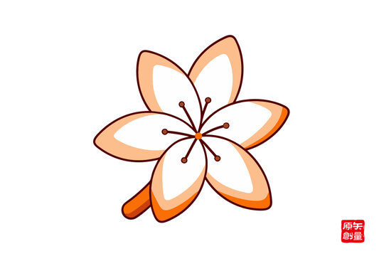 手繪簡(jiǎn)約風(fēng)五瓣花朵茉莉花圖案