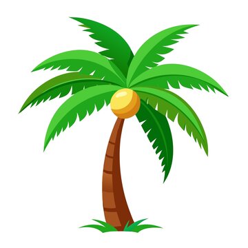 卡通風(fēng)格的單棵椰子樹
