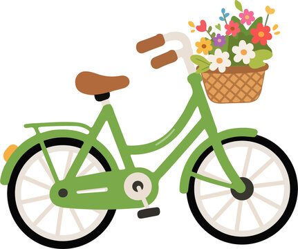 載滿鮮花的綠色自行車