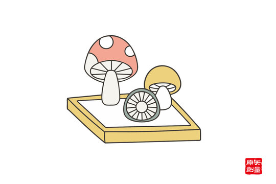 卡通風(fēng)格的可愛(ài)蘑菇插畫(huà)