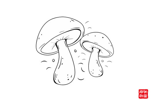 手繪線條風(fēng)雙蘑菇圖案