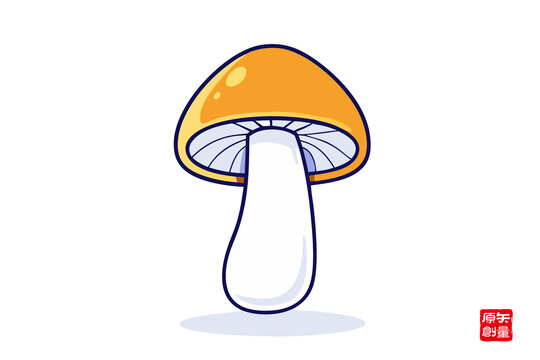 可愛卡通橙色蘑菇插畫