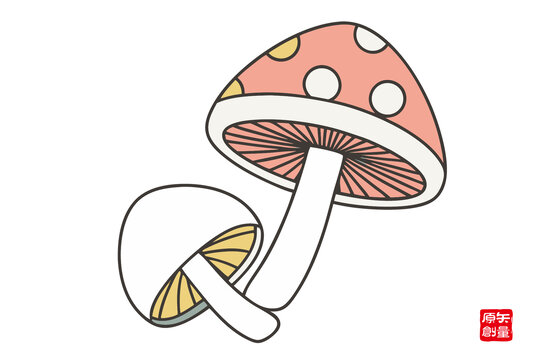 卡通風(fēng)格可愛雙蘑菇圖案