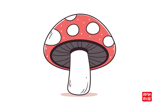 卡通形象的紅色斑點蘑菇