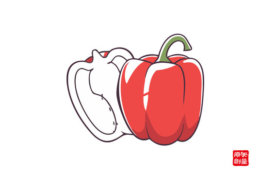 卡通紅甜椒插畫素材