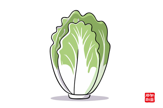 卡通形象的新鮮大白菜