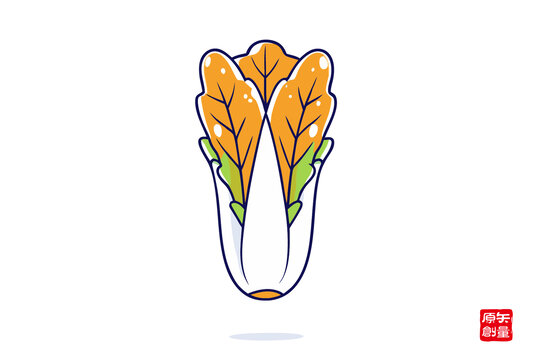 卡通風(fēng)格的橙綠相間白菜