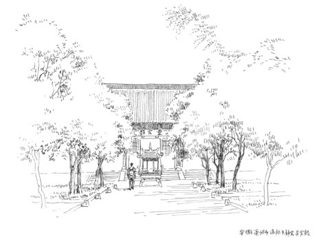 安徽亳州渦陽(yáng)天靜宮靈官殿鋼筆畫