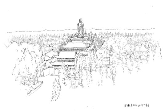 安徽阜陽迪溝竹音寺鋼筆畫