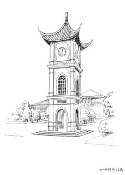四川成都安仁古鎮(zhèn)鋼筆畫