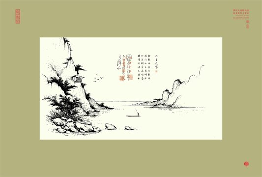 中式水墨山水意境畫(huà)