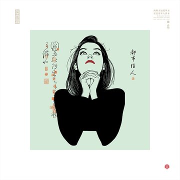 水墨風(fēng)都市女性肖像畫