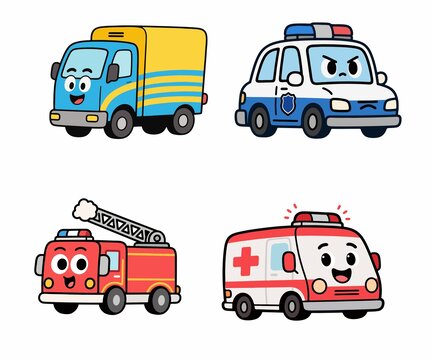 卡通擬人矢量社會(huì)車(chē)輛