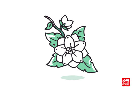 簡(jiǎn)約手繪風(fēng)白色花卉圖案
