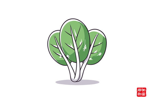 卡通風(fēng)格的新鮮綠葉蔬菜