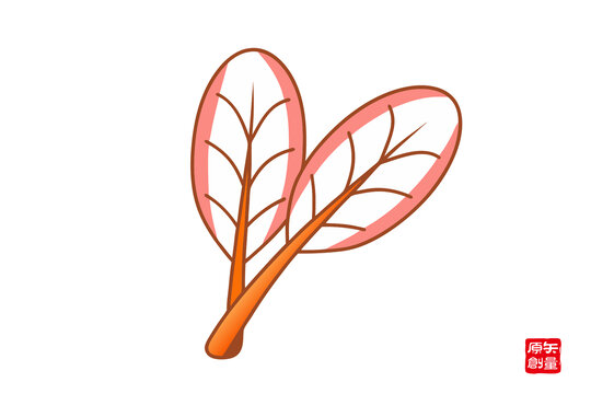 卡通風格雙葉片插畫
