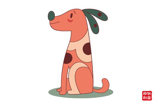 可愛坐姿卡通斑點(diǎn)小狗