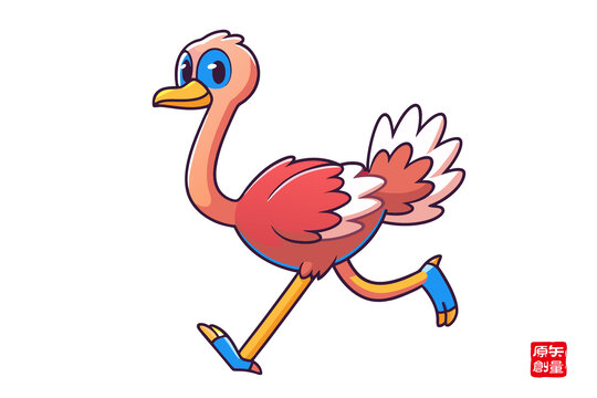 奔跑的卡通火烈鳥