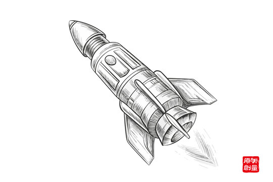 手繪復(fù)古風(fēng)格火箭插畫