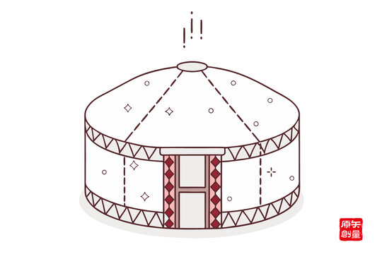 簡約風(fēng)傳統(tǒng)蒙古包插畫