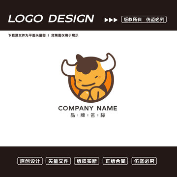 卡通牛logo標(biāo)志